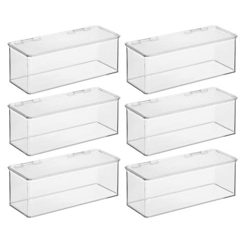 Stackable Hinged-Lid Storage Box - Set of 6 - Clear