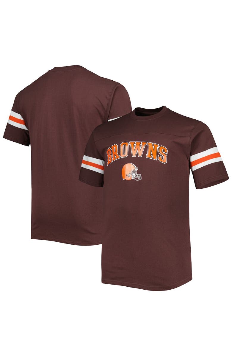 PROFILE Men's Brown Cleveland Browns Big & Tall Arm Stripe T-Shirt, Main, color, 