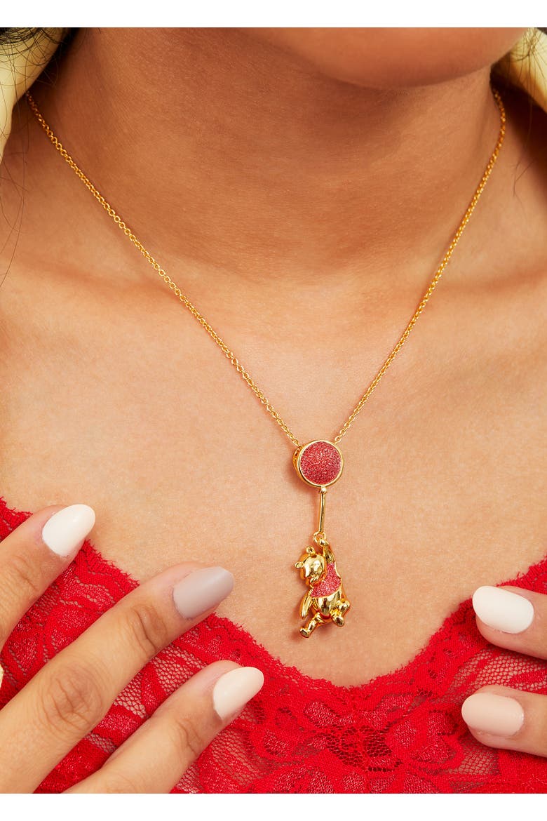Winnie the Pooh Swinging Balloon Necklace, 18", Alternate, color, yellow, red