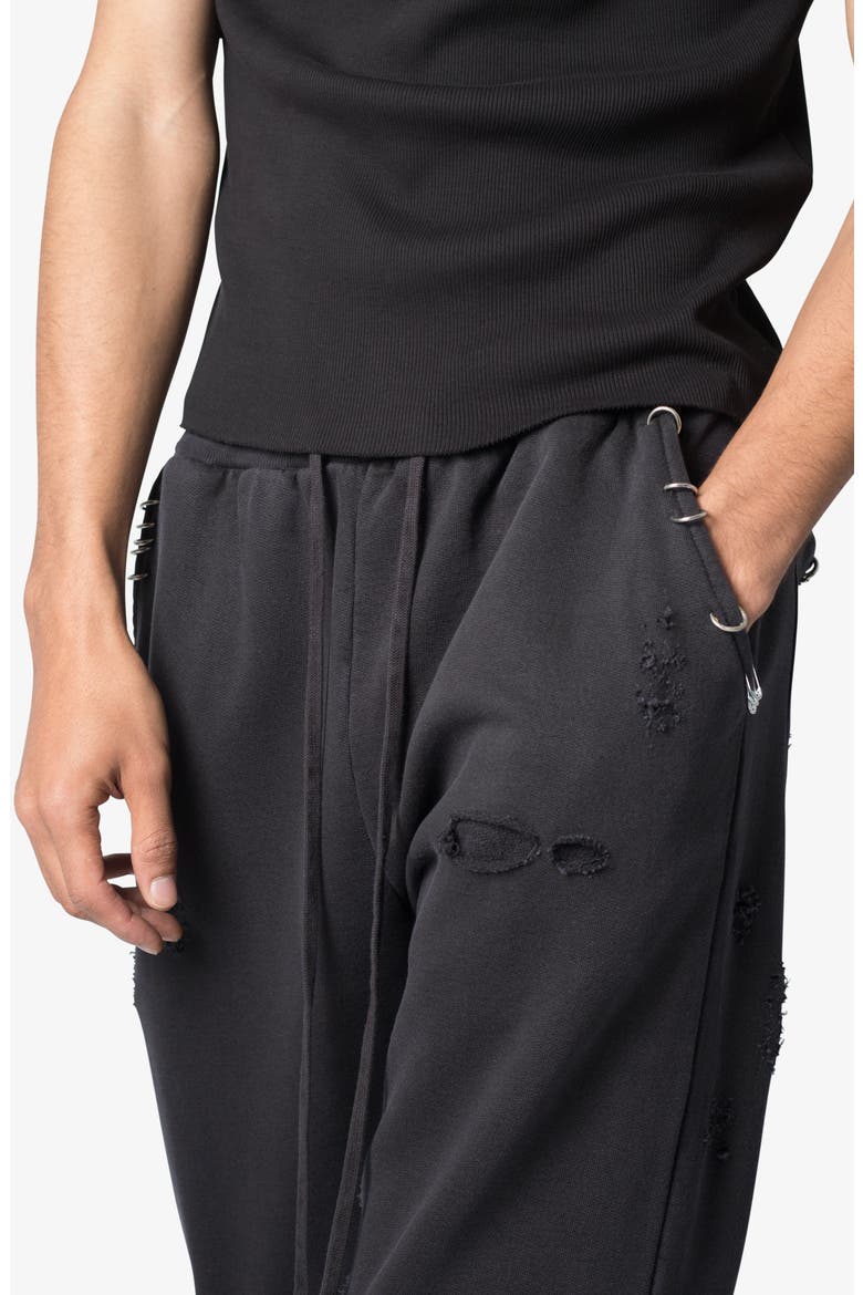 Metal Ring Flare Sweatpants, Alternate, color, BLACK