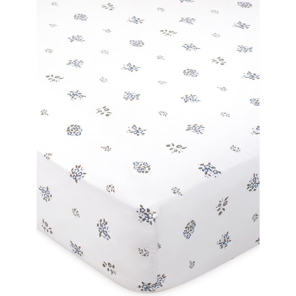 Domani Home Print Bassinet Crib Sheet In Feuile Bluer