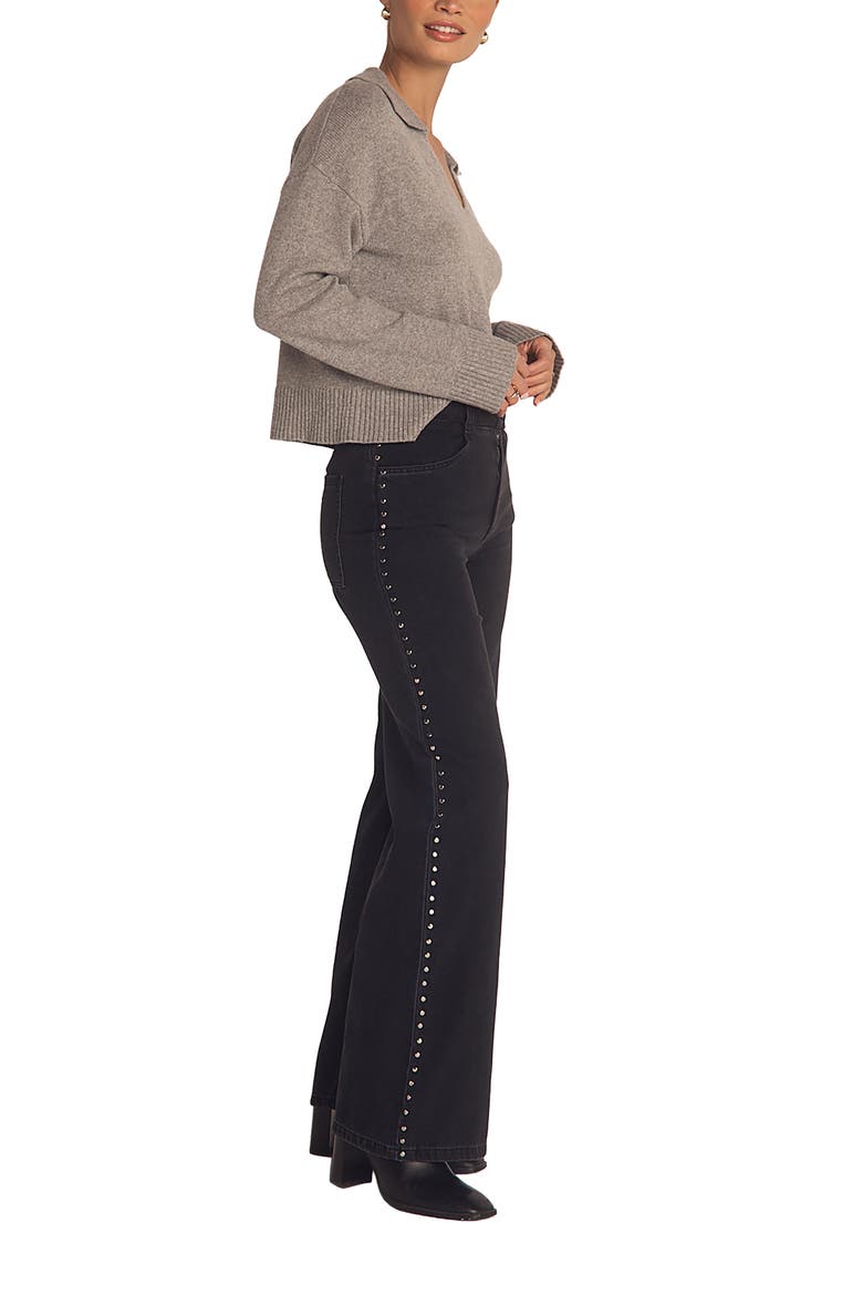 Anya Studded Bootcut Jeans, Alternate, color, MOON SHADOW WASH