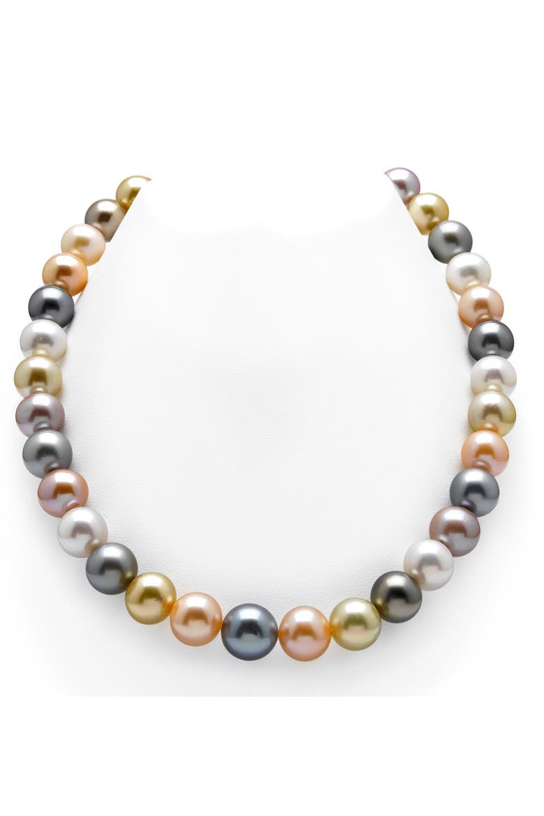 10-12mm South Sea & Freshwater Multicolor Pearl Necklace - AAA Quality, Main, color, White Gold Clasp