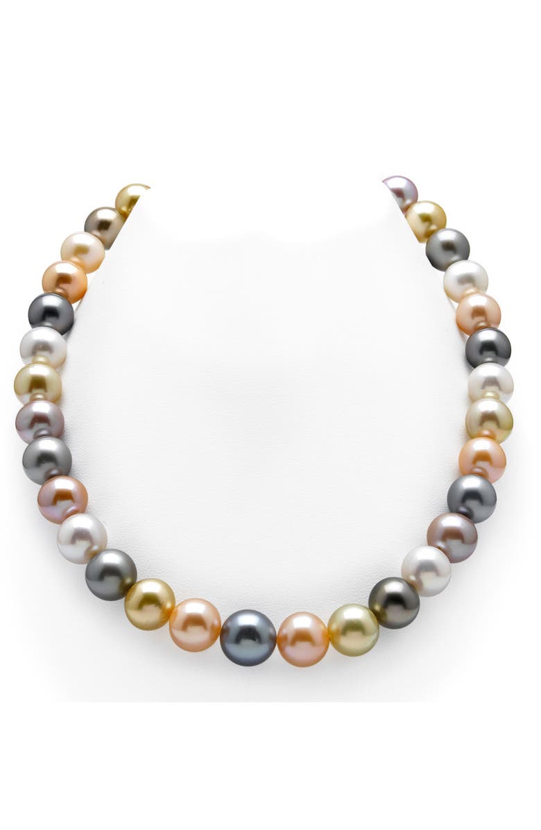 The Pearl Source 10-12mm South Sea & Freshwater Multicolor Pearl Necklace - AAA Quality, Main, color, Yellow Gold Clasp