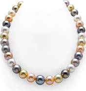 The Pearl Source 10-12mm South Sea & Freshwater Multicolor Pearl Necklace - AAA Quality