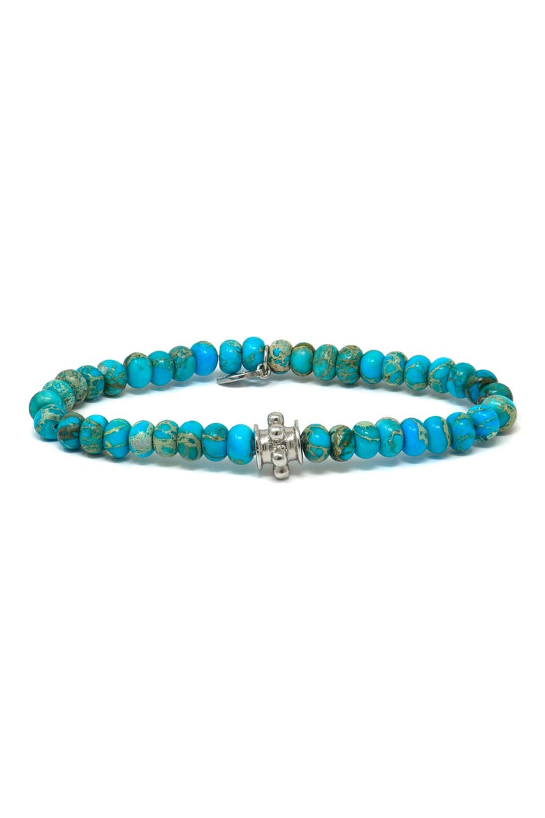 Bohème Smooth Turquoise Jasper Rondelle Stretch Bracelet, Main, color, TURQUOISE