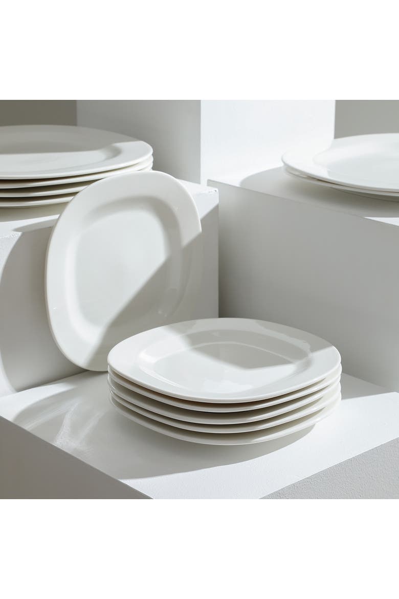 Quadro Porcelain 4-Piece Salad Plate Set, Alternate, color, White