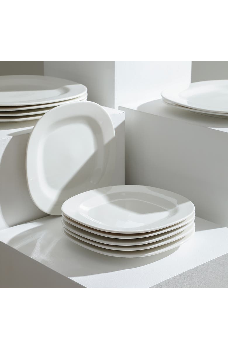 Stone Lain Quadro Porcelain 4-Piece Salad Plate Set, Alternate, color, White
