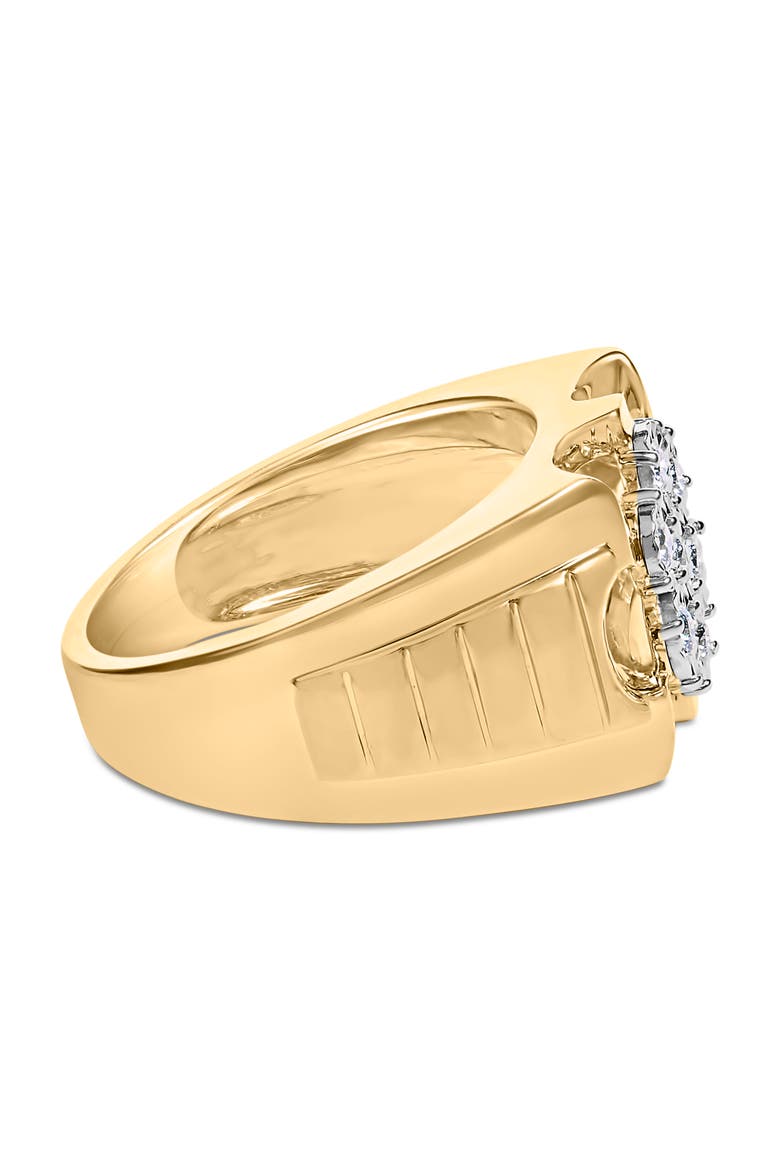 14K Yellow Gold Plated Silver 1/3 Cttw Miracle-Set Floral Diamond Cluster Ring, Alternate, color, Yellow