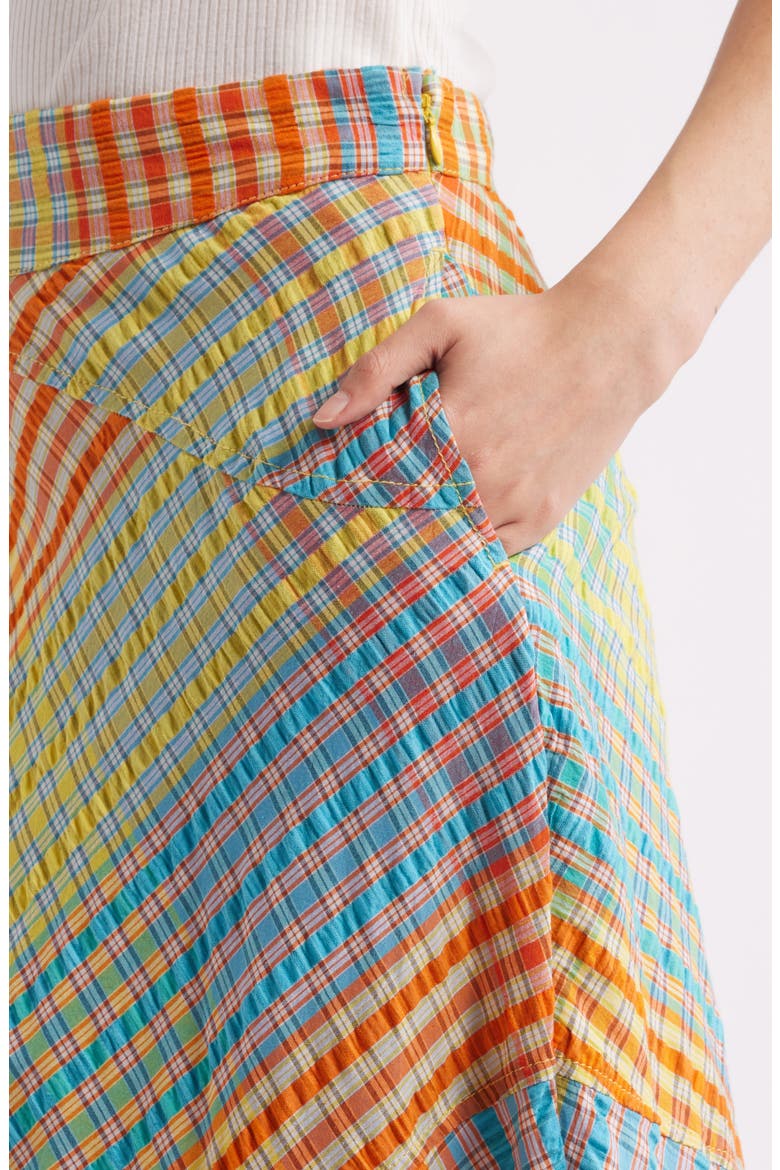 Rivoli Patchwork Plaid Cotton Midi Skirt, Alternate, color, POP COMBO
