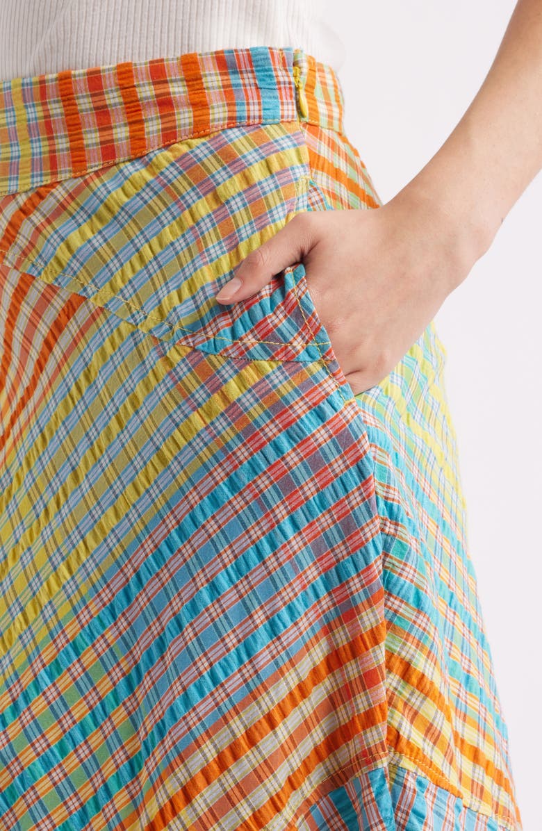 Free People Rivoli Patchwork Plaid Cotton Midi Skirt, Alternate, color, Pop Combo