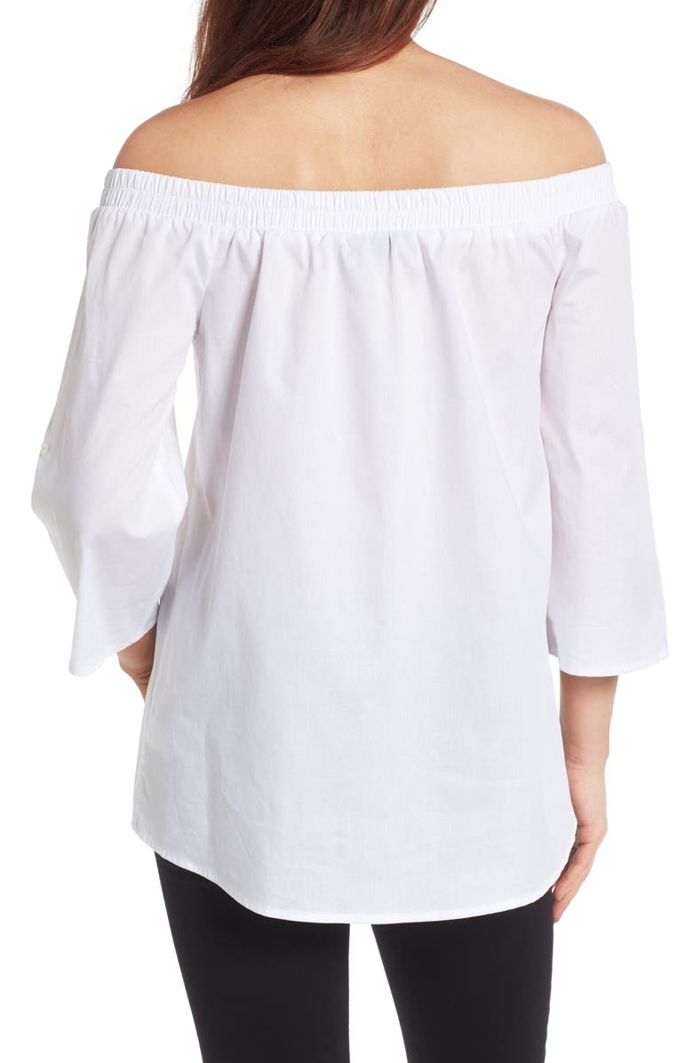 Bobeau Off the Shoulder Poplin Shirt, Alternate, color,