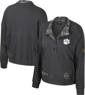 COLOSSEUM Women's Colosseum  Heather Charcoal Clemson Tigers OHT Military Appreciation Payback Henley Thermal Sweatshirt