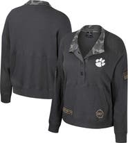 COLOSSEUM Women's Colosseum Heather Charcoal Clemson Tigers OHT Military Appreciation Payback Henley Thermal Sweatshirt