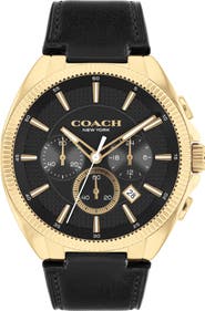 COACH Jackson Chronograph Leather Strap Watch, 44mm