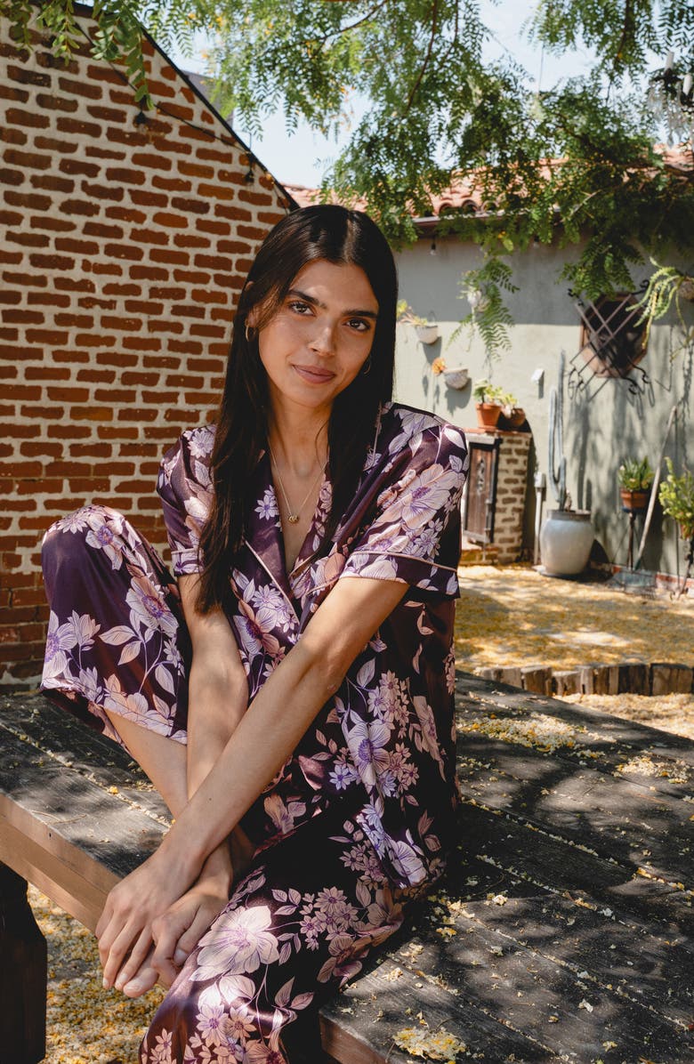 In Bloom by Jonquil Hilaria Crop Long Pajamas, Alternate, color, Chocolate