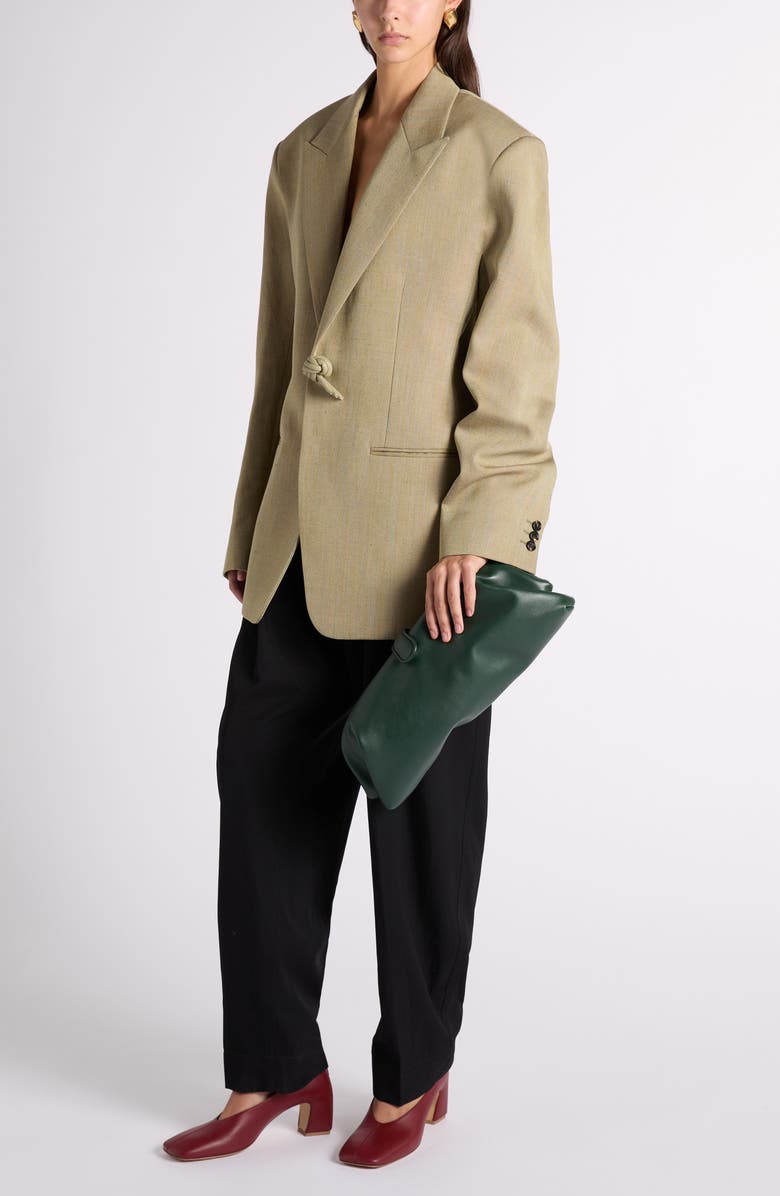 Bottega Veneta Knot Embellished Wool & Linen Blend Jacket, Alternate, color, 3133 Green/ Lava Mel