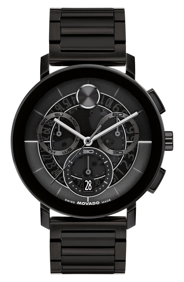 Movado Bold Evolution 2.0 Chronograph Bracelet Watch, 42mm, Main, color, Black