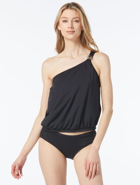 One Shoulder Blouson Tankini Top