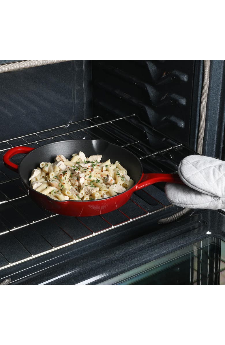 Crock-pot 12 Inch Enameled Cast Iron Round Skillet, Alternate, color, Red