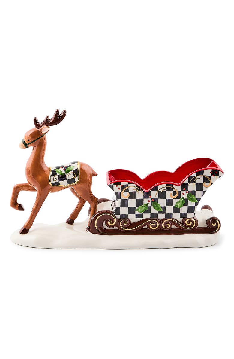 MACKENZIE CHILDS Holly Deer & Sleigh Candy Dish, Alternate, color, Black
