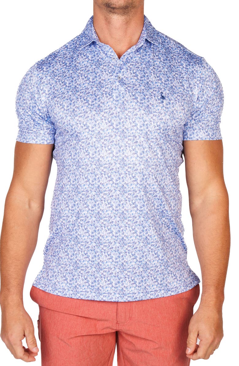 TailorByrd Blue Petals Performance Golf Polo, Main, color, Blue