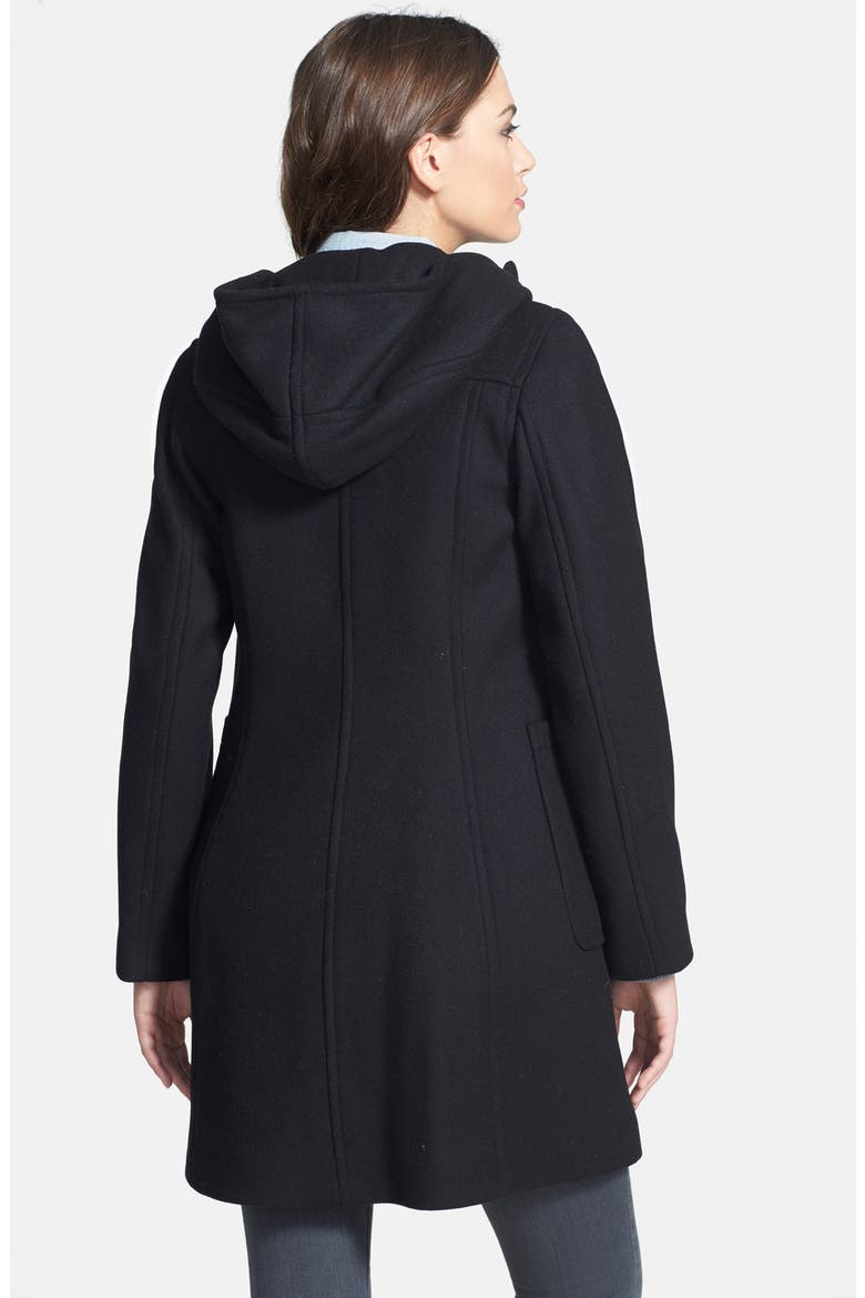 Wool Blend Hooded Duffle Coat, Alternate, color, BLACK