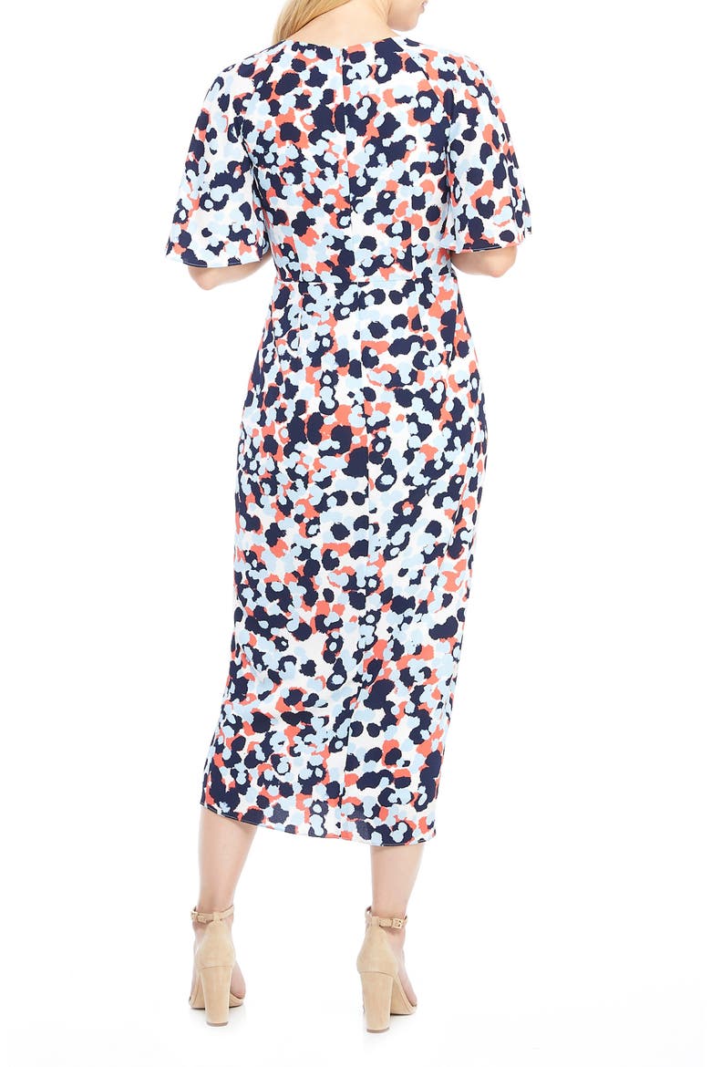 Laurel Faux Wrap Maxi Dress, Alternate, color, WHITE/ CORAL