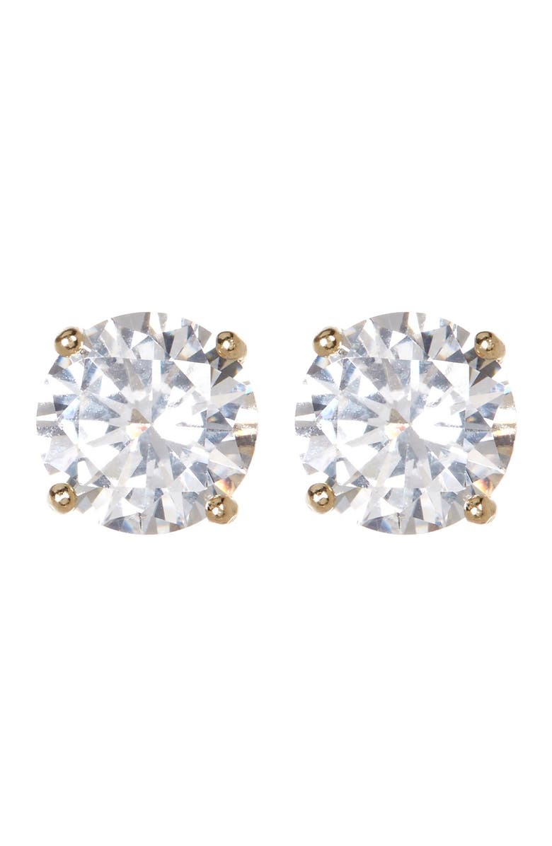 NORDSTROM RACK Sterling Silver Round Cut CZ Studs - 2.00 ctw, Main, color, Clear/Gold