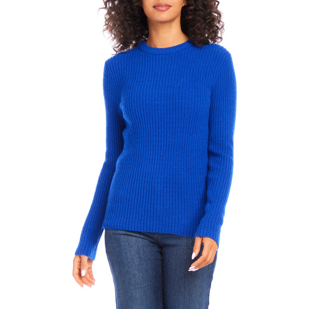 Karen Kane Wide Ribbed Crewneck Sweater In Royal In Blue