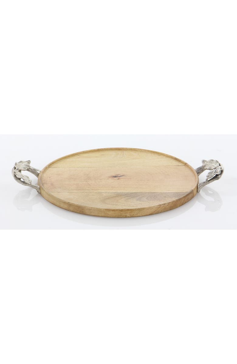 SONOMA SAGE HOME Brown Mango Wood Tray with Metal Handles - Set of 3, Main, color,