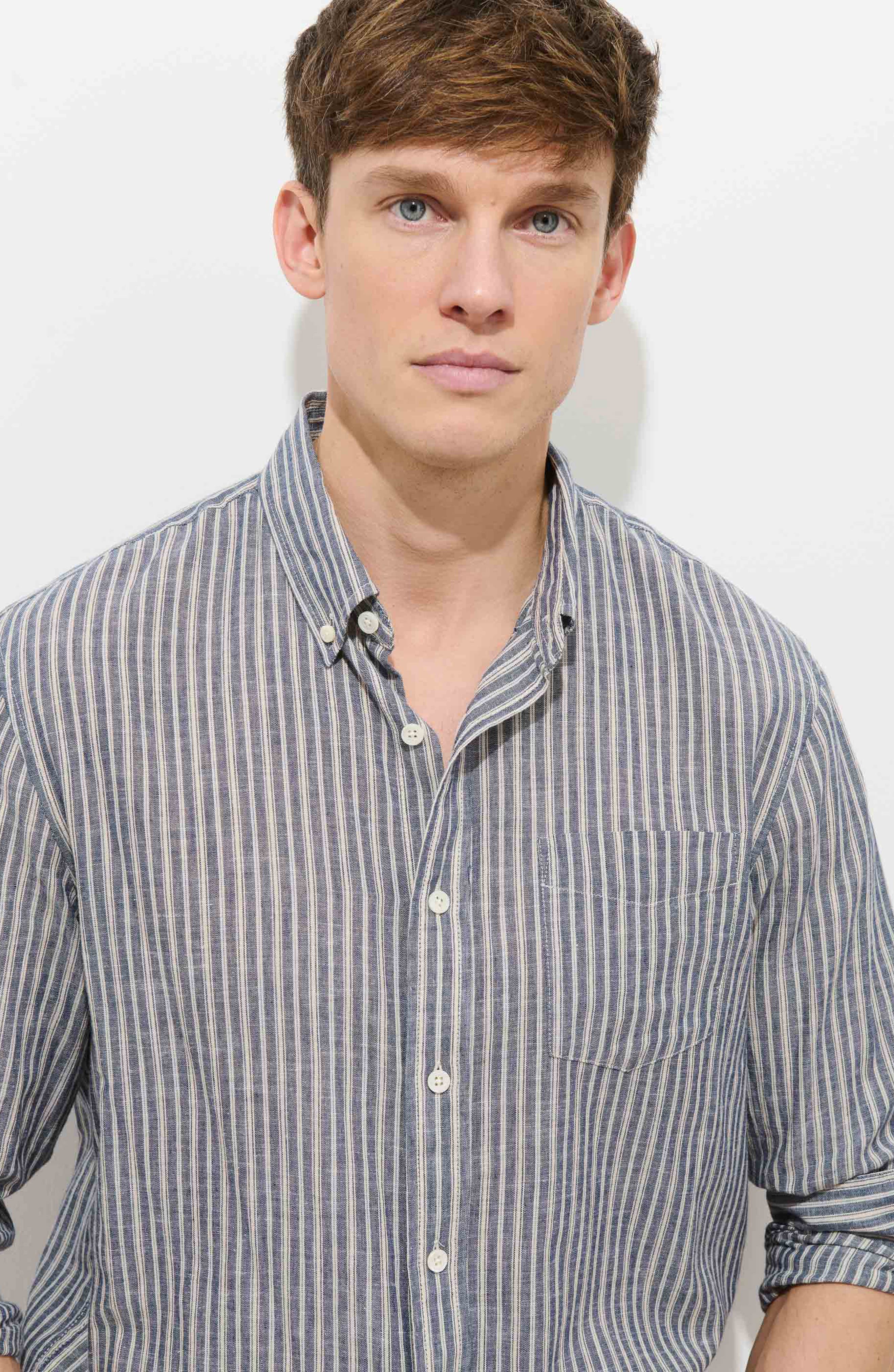 Mill Stripe Chambray Button-Down Shirt - image 2