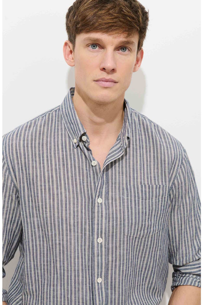 Mill Stripe Chambray Button-Down Shirt, Alternate, color, BLUE/ WHITE