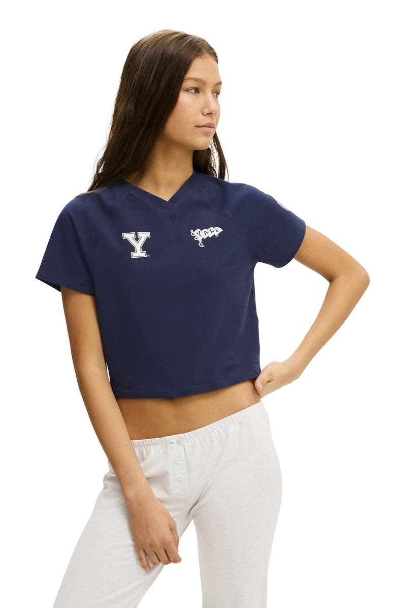 COTTON ON BODY Women's Dreamy Soft V Neck Baby Tee, Alternate, color, Navy Vision Yale