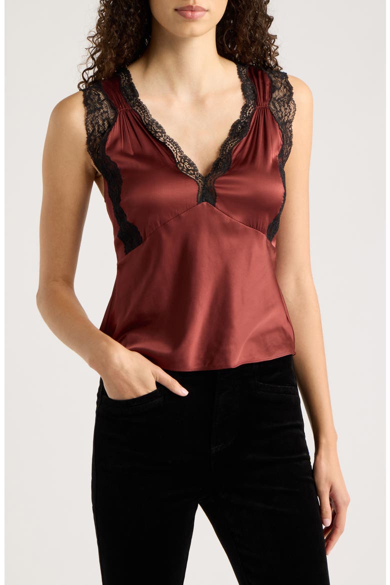 Marin Lace & Silk Tank Top, Main, color, GARNET