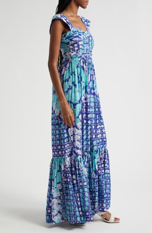 Busayo Tunde Maxi Dress In Blue Multi