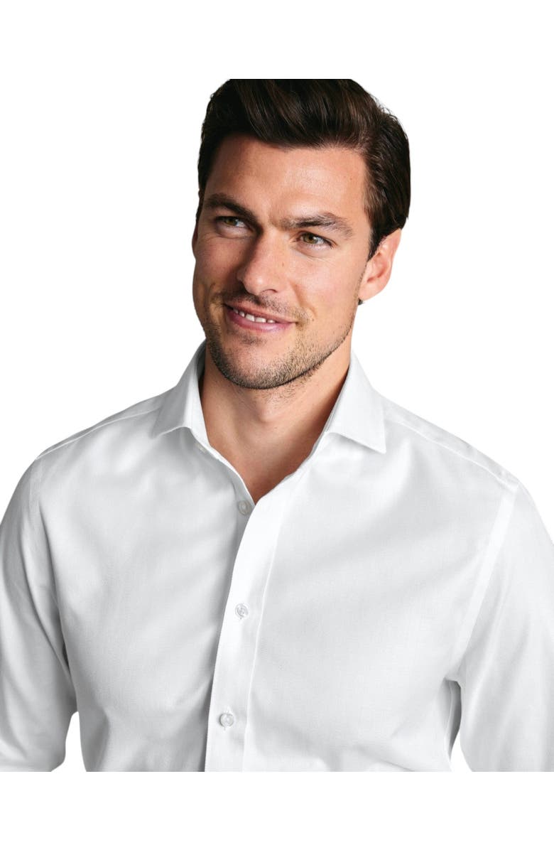 Charles Tyrwhitt Non-iron Classic Collar Slim Fit Herringbone Shirt, Alternate, color, White