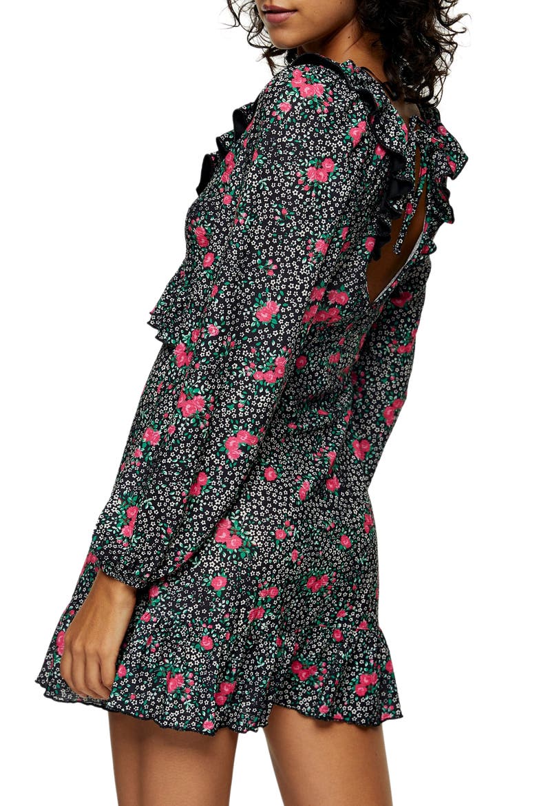 Double-V Long Sleeve Jersey Minidress, Alternate, color, MULTI