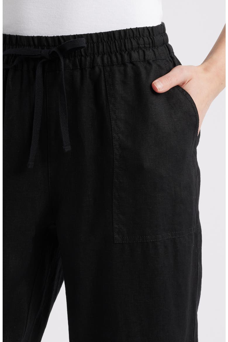 Two Palms Tapered Linen Drawstring Pants, Alternate, color, BLACK