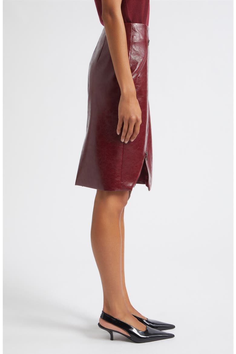 Verena Zip Front Faux Leather Skirt, Alternate, color, OXBLOOD