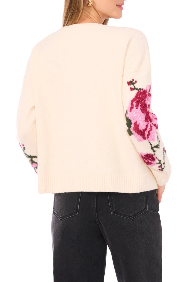 1.STATE Floral Crewneck Sweater, Alternate, color, Vanilla Ice