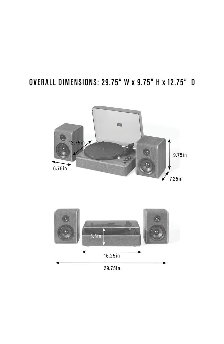 Crosley Radio Nocturne Bluetooth<sup>®</sup> Record Player & Speakers, Alternate, color, Charcoal