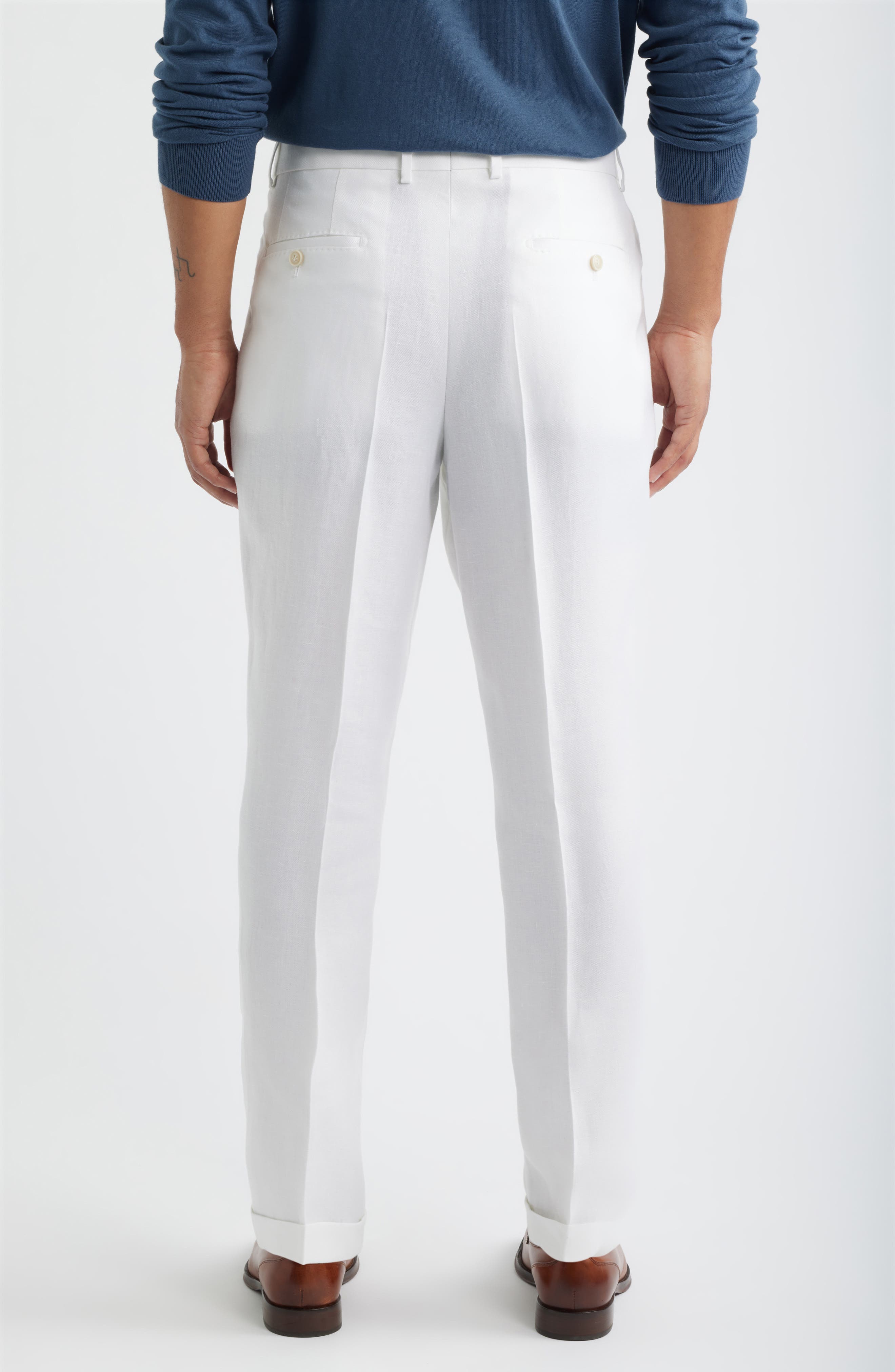 Peet White Pleated Linen Suit Pants - image 2
