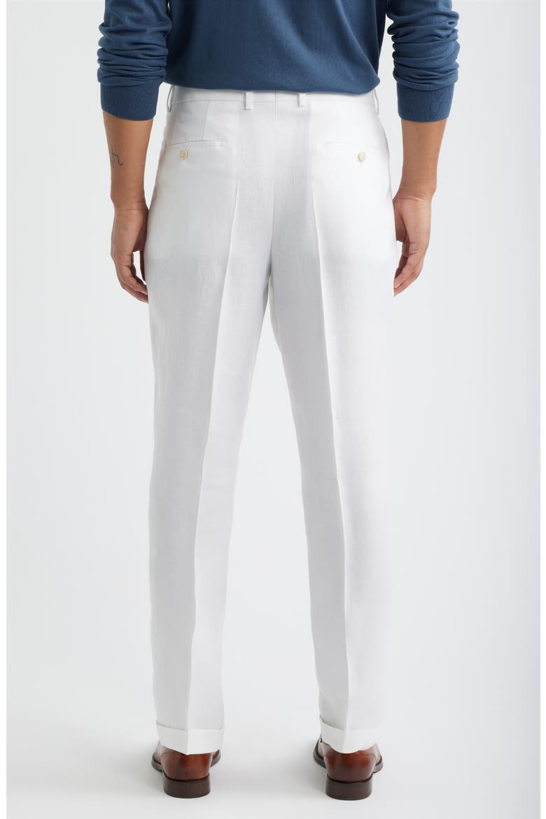 Peet White Pleated Linen Suit Pants, Alternate, color, WHITE