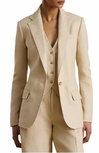 Linen Blend One-Button Blazer