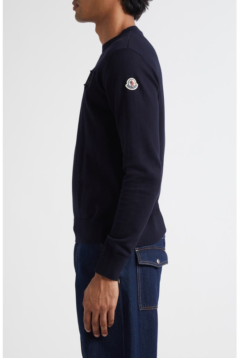 Monogram Cotton Crewneck Sweater, Alternate, color, NAVY/ NAVY