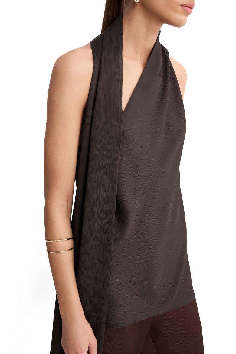 Scarf Crinkle Satin Top, Main, color, CHOCOLATE