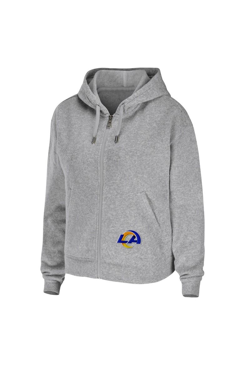 Women's WEAR by Erin Andrews Heathered Gray Los Angeles Rams Team Full-Zip Hoodie, Alternate, color, Heather Gray