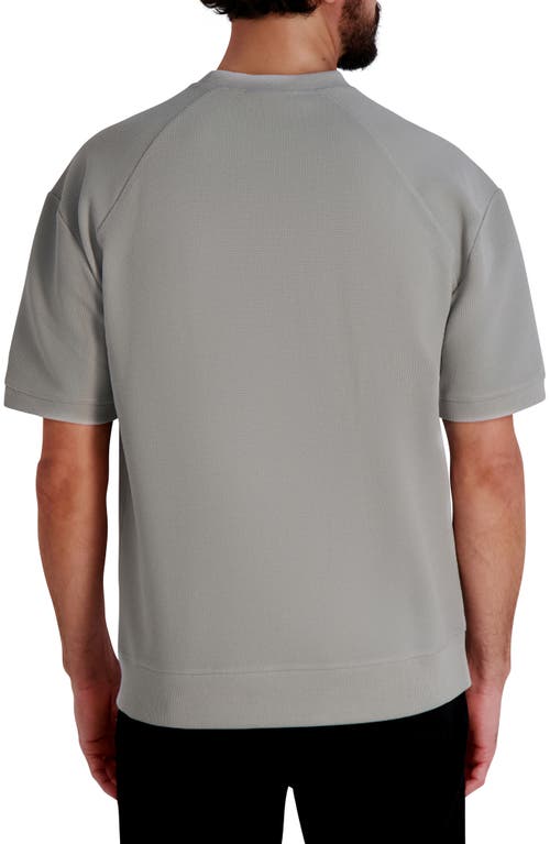Karl Lagerfeld Oubboo Mock Neck Waffle Knit T-shirt In Gray
