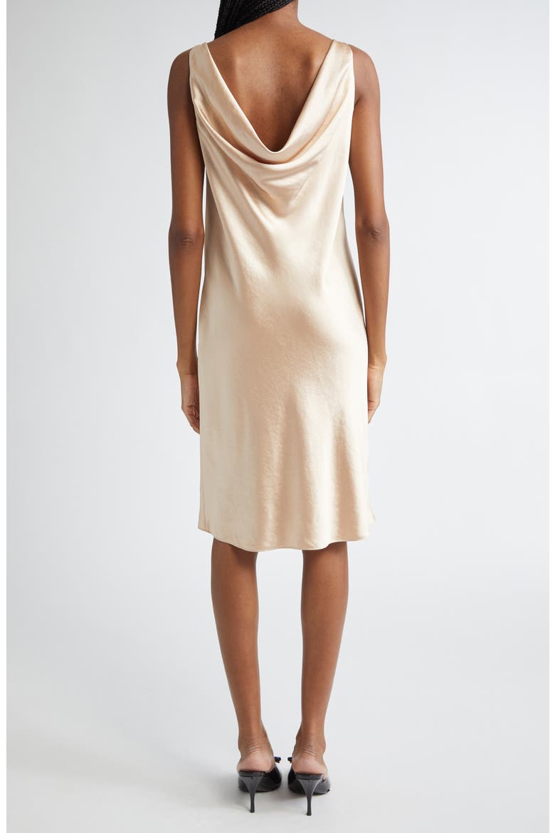 Drape Neck Satin Cocktail Dress, Alternate, color, CHAMPAGNE